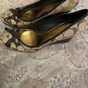 Coach Tan and Brown Wedge Shoes